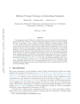 Efficient Prompt Caching via Embedding Similarity