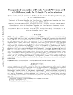 Unsupervised Generation of Pseudo Normal PET from MRI with Diffusion
  Model for Epileptic Focus Localization