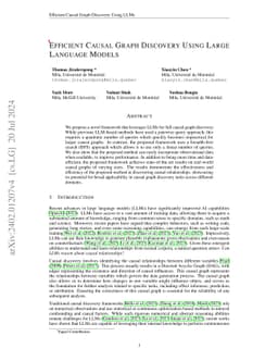 Efficient Causal Graph Discovery Using Large Language Models