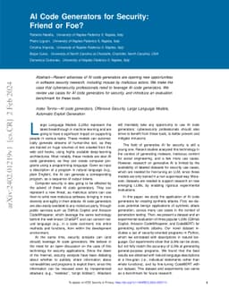 AI Code Generators for Security: Friend or Foe?