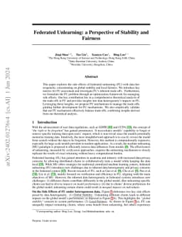Federated Unlearning: a Perspective of Stability and Fairness