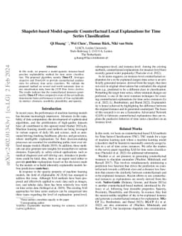 Shapelet-based Model-agnostic Counterfactual Local Explanations for Time
  Series Classification