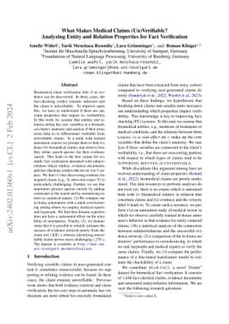 What Makes Medical Claims (Un)Verifiable? Analyzing Entity and Relation
  Properties for Fact Verification
