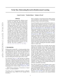 To the Max: Reinventing Reward in Reinforcement Learning