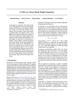 LoTR: Low Tensor Rank Weight Adaptation