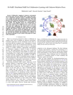 Di-NeRF: Distributed NeRF for Collaborative Learning with Unknown
  Relative Poses