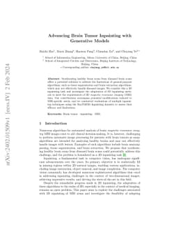 Advancing Brain Tumor Inpainting with Generative Models