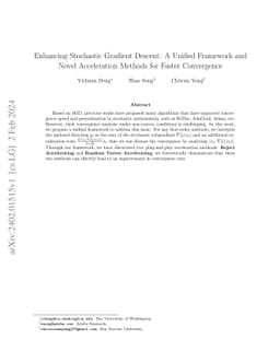 Enhancing Stochastic Gradient Descent: A Unified Framework and Novel
  Acceleration Methods for Faster Convergence
