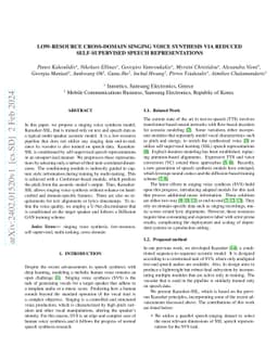 Low-Resource Cross-Domain Singing Voice Synthesis via Reduced
  Self-Supervised Speech Representations
