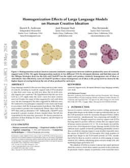 Homogenization Effects of Large Language Models on Human Creative
  Ideation