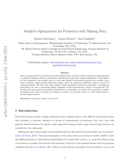 Adaptive Optimization for Prediction with Missing Data