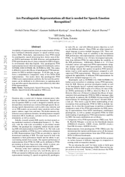 Are Paralinguistic Representations all that is needed for Speech Emotion
  Recognition?