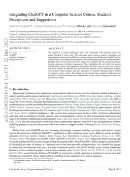 Integrating ChatGPT in a Computer Science Course: Students Perceptions
  and Suggestions