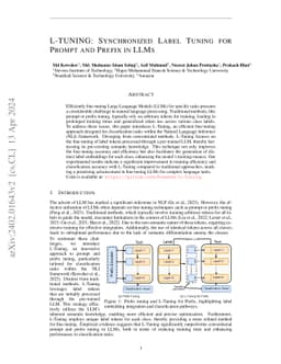L-TUNING: Synchronized Label Tuning for Prompt and Prefix in LLMs