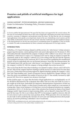 Promises and pitfalls of artificial intelligence for legal applications