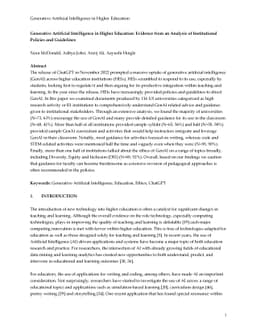 Generative Artificial Intelligence in Higher Education: Evidence from an
  Analysis of Institutional Policies and Guidelines