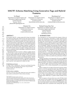 SMUTF: Schema Matching Using Generative Tags and Hybrid Features