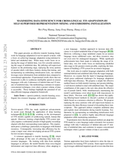 Maximizing Data Efficiency for Cross-Lingual TTS Adaptation by
  Self-Supervised Representation Mixing and Embedding Initialization