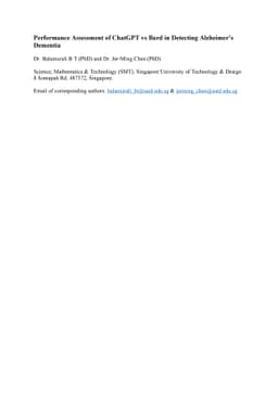 Performance Assessment of ChatGPT vs Bard in Detecting Alzheimer's
  Dementia