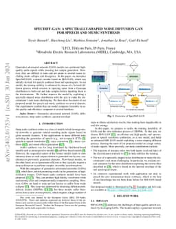 SpecDiff-GAN: A Spectrally-Shaped Noise Diffusion GAN for Speech and
  Music Synthesis