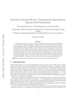 Systematic Literature Review: Computational Approaches for Humour Style
  Classification