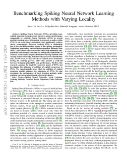 Benchmarking Spiking Neural Network Learning Methods with Varying
  Locality