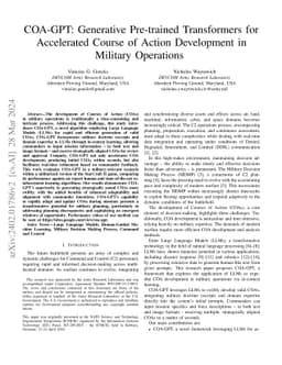 COA-GPT: Generative Pre-trained Transformers for Accelerated Course of
  Action Development in Military Operations