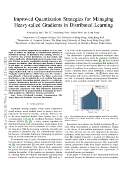 Improved Quantization Strategies for Managing Heavy-tailed Gradients in
  Distributed Learning