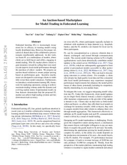An Auction-based Marketplace for Model Trading in Federated Learning