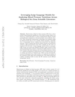 Leveraging Large Language Models for Analyzing Blood Pressure Variations
  Across Biological Sex from Scientific Literature