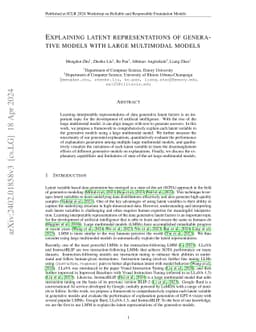 Explaining latent representations of generative models with large
  multimodal models
