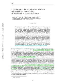 Leveraging Large Language Models for Structure Learning in Prompted Weak
  Supervision
