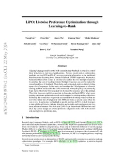 LiPO: Listwise Preference Optimization through Learning-to-Rank
