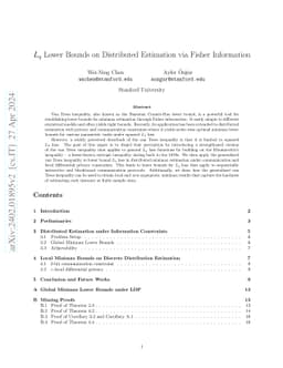 $L_q$ Lower Bounds on Distributed Estimation via Fisher Information
