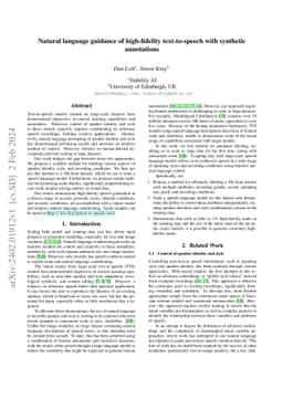 Natural language guidance of high-fidelity text-to-speech with synthetic
  annotations
