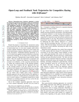Open-Loop and Feedback Nash Trajectories for Competitive Racing with
  iLQGames