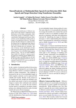 MasonPerplexity at Multimodal Hate Speech Event Detection 2024: Hate
  Speech and Target Detection Using Transformer Ensembles