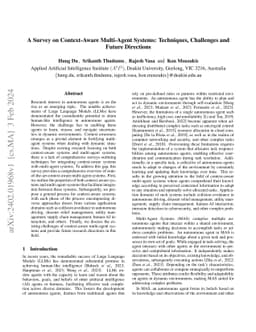 A Survey on Context-Aware Multi-Agent Systems: Techniques, Challenges and Future Directions