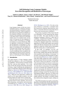Self-Debiasing Large Language Models: Zero-Shot Recognition and
  Reduction of Stereotypes