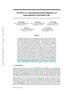 EffiBench: Benchmarking the Efficiency of Automatically Generated Code