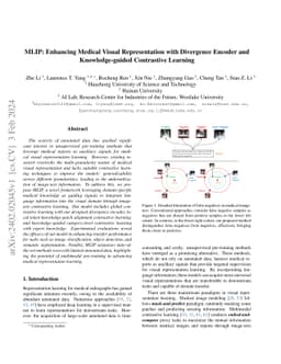 MLIP: Enhancing Medical Visual Representation with Divergence Encoder
  and Knowledge-guided Contrastive Learning