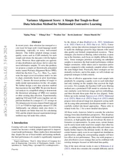 Variance Alignment Score: A Simple But Tough-to-Beat Data Selection
  Method for Multimodal Contrastive Learning