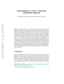 Trustworthiness of $\mathbb{X}$ Users: A One-Class Classification
  Approach