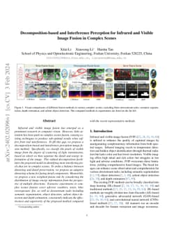 Decomposition-based and Interference Perception for Infrared and Visible
  Image Fusion in Complex Scenes