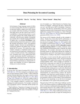 Data Poisoning for In-context Learning