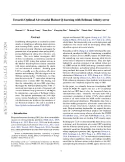 Towards Optimal Adversarial Robust Q-learning with Bellman
  Infinity-error