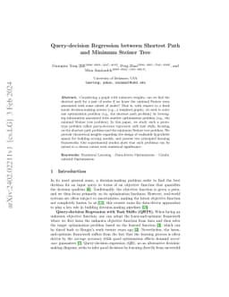Query-decision Regression between Shortest Path and Minimum Steiner Tree