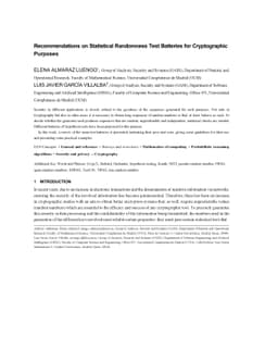 Recommendations on Statistical Randomness Test Batteries for
  Cryptographic Purposes