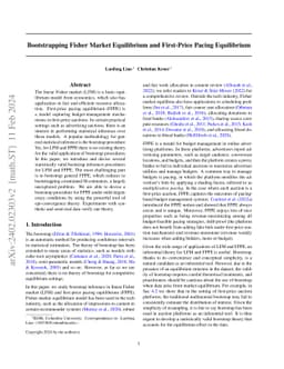 Bootstrapping Fisher Market Equilibrium and First-Price Pacing Equilibrium