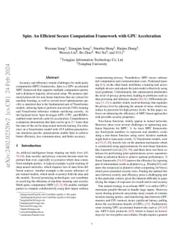 Spin: An Efficient Secure Computation Framework with GPU Acceleration